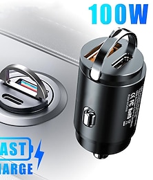preiswerte -Seametal 100W Auto USB Ladegerät Super Charge USB-A USB-C Zigarettenanzünder Adapter verstecktes Telefonladegerät für iPhone Huawei Samsung