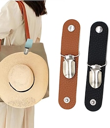 abordables -Nuevo clip de cuero para sombrero de viaje, mochila para exteriores, clip de almacenamiento de equipaje, clip de sombrero de paja multiusos de cuero pu, accesorios para sombrero