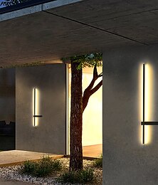 billige -utendørs led vegglampe vanntett ip65 35" veggfeste lysarmatur rektangulær svart elegant frostet hvit akryl anti rust varm hvit 85-265v