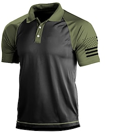 abordables -Hombres al aire libre bandera americana deporte táctico golf cuello camiseta golf camiseta manga corta camiseta superior al aire libre transpirable secado rápido ligero verano negro verde gris caza pesca combate