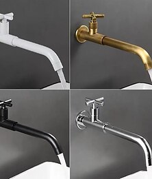 economico -Rubinetto Lavandino Bagno A Parete Solo Acqua Fredda, Rubinetti Lavabo Ottone Vintage Maniglie Singole Un Rubinetto Lavabo A 3 Fori Rubinetto Lavandino Bagno A 3 Fori