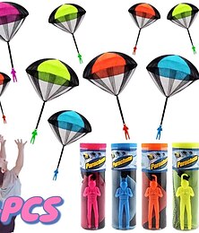 preiswerte -4sets Handwerfen Fallschirm Kinder im Freien lustiges Spielzeug Spiel Spielzeug für Kinder fliegen Fallschirm Sport mit Mini-Soldat