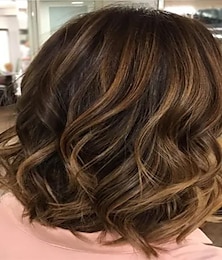 economico -parrucche ondulate corte in evidenza marrone per donne bianche parrucca riccia bionda mista marrone parrucca sintetica di ricambio per capelli per uso quotidiano in festa