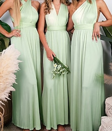 cheap -Sheath / Column Bridesmaid Dress Halter Sleeveless Convertible Ankle Length Spandex with Pleats / Solid Color 2023