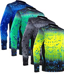 economico -Per uomo Camicia da pesca All'aperto Manica lunga UPF50+ Protezione UV Traspirante Asciugatura rapida Leggero Superiore Estate Primavera Esterno Per la pesca Giallo / nero Grigio scuro Verde / nero