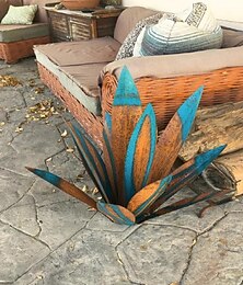economico -scultura rustica di tequila, pianta di agave in metallo fai da te, agave in metallo dipinto a mano rustico, decorazione d'arte da giardino statua arredamento per la casa per pali da giardino, figurine da giardino, patio esterno