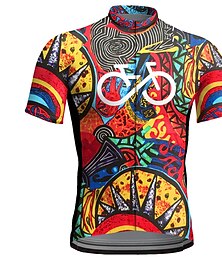 voordelige -Voor heren Wielrenshirt Grafisch Korte mouw Fietsen Shirt Kleding Bovenlichaam met 3 achterzakken Bergracen Wegwielrennen Sneldrogend Reflecterende strips Achterzak Vochtregelerend Sport Geel Rood