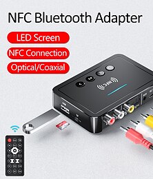 abordables -bluetooth 5.0 receptor transmisor fm estéreo aux 3.5mm jack rca óptico nfc audio inalámbrico bluetooth adaptador control remoto tv
