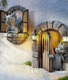 levne -samostatný roztomilý malý drak socha socha zahradní dekorace, pryskyřice řemeslná socha, dvorek a zahradní dekorace