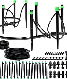 abordables -kit de riego por goteo: sistema de riego de jardín de primera calidad ajustable para camas de jardín elevadas, patio, césped o interior: sistema de riego completo con emisores de goteo, tubería de 1/4 y conectores de goteo