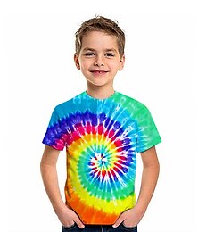 economico -Bambino Da ragazzo maglietta Tee Pop art Colorato a macchie Manica corta Girocollo Top bambini Esterno Stampa 3D Sportivo Di tendenza Fantastico Estate Blu 2-13 anni