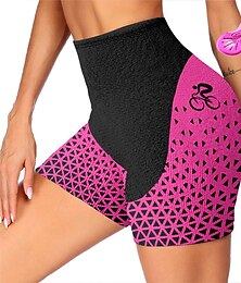 cheap -21Grams Women's Cycling Shorts Bike Padded Shorts / Chamois Bottoms Mountain Bike MTB Road Bike Cycling Sports Graphic 3D Pad Breathable Moisture Wicking Quick Dry Violet Yellow Spandex Clothing