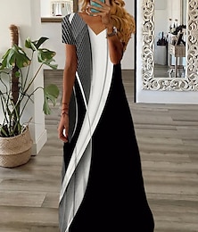 abordables -robe décontractée pour femme imprimé graphique col en V maxi robe longue décontractée tous les jours vacances manches courtes été printemps