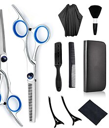 abordables -Kits de ciseaux de coupe de cheveux 10 pièces ciseaux de coiffure en acier inoxydable ensemble ciseaux amincissants professionnels pour usage domestique de barbier