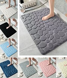 cheap -Cobblestone Embossed Bathroom Bath Mat, Memory Foam Pad, Washable Bath Rugs, Rapid Water Absorbent, Non-Slip, Washable, Thick, Soft And Comfortable Carpet For Shower Room
