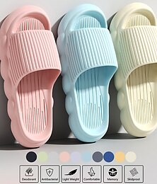 voordelige -dames platform cloud slippers effen kleur open teen antislip dia's schoenen indoor badkamer schoenen