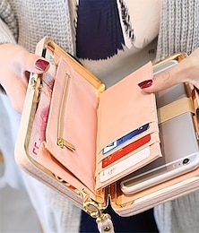 abordables -portefeuille avec téléphone poche pour les femmes élégant arc décor téléphone portefeuille de mode cas de téléphone avec fentes pour cartes & poche zippée