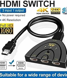 preiswerte -4k 3 in 1 HDMI Switch Kabel Splitter HDMI2.0 HDMI-kompatibler Switch Adapter für PC TV Xbox PS3 PS4 Beamer Monitor Splitter