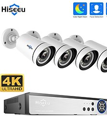 cheap -Hiseeu 4K 4CH 8MP PoE CCTV Security Camera System Video Surveillance Kit Two Way Audio Color Night Vision Outdoor IP Street