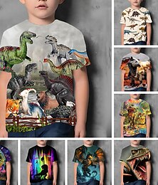 voordelige -Kinderen Jongens T-shirt Korte mouw Grijs 3D-afdrukken dier Dagelijks Buiten Actief 4-12 jaar / Zomer