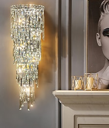 abordables -luces de pared para interiores cristal de alta calidad k9 led estilo nórdico sala de estar tiendas cafés luz de pared de acero 110-240v