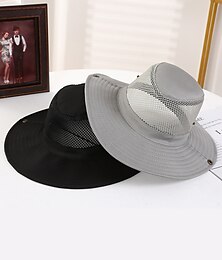 billiga -Herr Fiskarhatt Solhatt Fiskehatt Boonie hatt Vandringshatt Svart Mörk marin Bomull Nät Bred kant Stylish Ledigt Dagligen Friluftskläder Helgdag Slät UV Solskydd Solskyddskräm