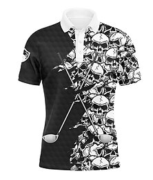 economico -Per uomo Teschio Polo Sportivi Maglia da golf Manica Corta Magliette polo Camicie con Colletto Casual Abbigliamento sportivo Abbigliamento da vacanza Stampa 3D Bottoni Nero Bianco Giallo