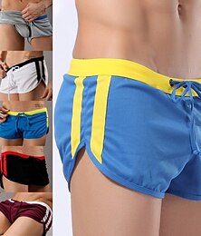 billiga -Herr Boardshorts Badshorts Elastisk midja Lappverk Snabb tork Kort Dagligen Gym Badning Elegant och modernt Ledig / Sportig Svart Blå Microelastisk