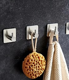 voordelige -1/2 stks zelfklevende haken heavy duty muurhaken waterdichte roestvrijstalen haken voor het ophangen van jas hoed handdoek badjas haak muur gemonteerd rek voor badkamer en slaapkamer