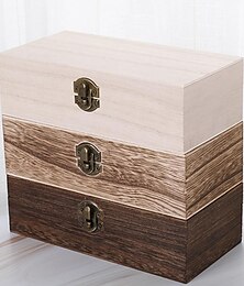abordables -Boîte en bois avec couvercle à charnière, 1 boîte à bijoux en bois de couleur unie, boîte de rangement de bureau