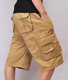 cheap -Men's Cargo Shorts Shorts Hiking Shorts Baggy Multi Pocket 8 Pocket Plain Comfort Knee Length Outdoor Casual Daily Streetwear Chic & Modern Black Army Green