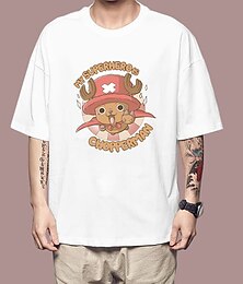 billige -One Piece Tony Tony Chopper T-skjorte Anime Tegneserie Animé Harajuku Graphic Kawaii Til Par Herre Dame Voksne Tilbake til Skolen Varmstempling