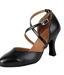 ieftine -Pentru femei Sală Dans Pantofi Moderni Pantofi de caracter Performanță Antrenament Petrecere Călcâi Franjuri Grosime călcâială Cureaua de legătură Negru strălucitor Negru