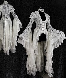 levne -krajkový volánový frak středověká renesance vintage šaty dámský kostým vintage cosplay party šaty s dlouhým rukávem maškarní