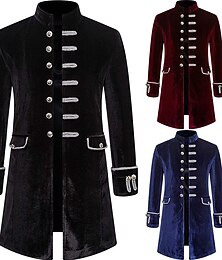 economico -Retrò Vintage Punk & Gotico Medievale Cappotto Trench Abbigliamento esterno Principe Vampiro Gentiluomo Quadri Costume Per uomo Costumi da pirata Reale Stile Steampunk Mascherata Performance Evento