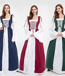 Χαμηλού Κόστους -Ρετρό / Βίντατζ Μεσαίωνα Αναγέννησης Φορέματα Εξωτερικό φόρεμα Γυναικείο Βίκινγκ Ξωτικό Γυναικεία Μασκάρεμα Διακοπές Καθημερινά Φόρεμα
