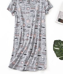 abordables -Camisón de mujer, camisón, vestido, animal, fruta, informal, cómodo, dulce, hogareño, calle, diario, transpirable, cuello redondo, manga corta, verano, primavera, atuendos para el hogar