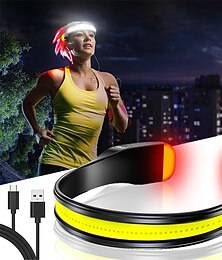 halpa -led otsalamppu ladattavat ajovalot 230° leveällä valokeilalla kevyt otsalamppu ja punainen takavalo käytettäväksi 3 valaistustilalla päätaskulamppu aikuisille juoksuvaellukseen ulkona - harmaa