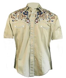 economico -Per uomo Floreale Stampe astratte Camicia Camicia occidentale Camicia da cowboy Manica corta Di tendenza Streetwear Originale Esterno Strada Giornaliero Estate Primavera Collo ripiegabile Stampa