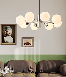 abordables -Lustre spoutnik moderne design globe, plafonnier semi-encastré 3/5/8 lumières chrome pour chambre, salle à manger, salon, cuisine, culot e27, ampoules non incluses