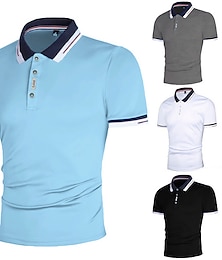 cheap -Men's Golf Shirt Polo Outdoor Daily Polo Collar Ribbed Polo Collar Short Sleeve Casual Solid Color Button Front Summer Spring &  Fall Regular Fit Black White Red Navy Blue Blue Orange Golf Shirt