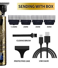 cheap -Hair Clippers for Men oupool Professional Cordless Hair Trimmer - Electric T-Blade Beard Trimmer Shaver Edgers Zero Gapped Mens Grooming Kit Rechargeable LCD Hair Cutting Kit - Gifts for Men(Gold)