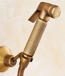 cheap -Bathroom Handheld Shower Bidet Shattaf Sprayer Set Wall Mount, Brass Gold Toilet Hand Held Bidet Shower Spray Wall Bracket Hose Diaper Cleaning