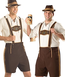 economico -Oktoberfest Costume Cosplay Lederhosen Camicia Abiti Bavarese Monaco di Baviera Prati Per uomo Festival Panno in stile tradizionale Blusa Shorts Cappello
