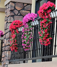 abordables -Vivid artificial colgante manojo de orquídeas simulación flor vid violeta flor colgante vid orquídea colgante de pared cesta colgante flor balcón decoración del hogar pared de flores para la boda decoración del jardín