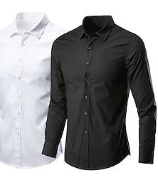 お買い得  -男性用 シャツ プロムシャツ ブラック ホワイト ルビーレッド 長袖 ソリッド カラー 日常 衣類
