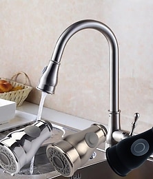 ieftine -Înlocuire cap de robinet de bucătărie crom negru periat, robinet extras accesorii accesorii pentru accesorii duzei pentru capul pulverizatorului de robinet, adaptor pentru duză de aerare rezistentă la stropire