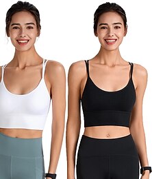 cheap -New Spring/Summer High Strength Shockproof Sports Bra Women's Running Fitness Bra Set Gathering Yoga Suit Tank Top