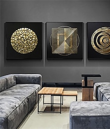 baratos -Abstract Wall Art Canvas Black Gold Geometric Prints and Posters Painting Modern Nordic Luxury Wall Art Living Room Home Decoration No Frame