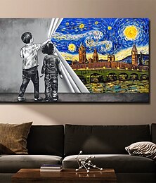 preiswerte -handgefertigte handgemalte Wandkunst moderne abstrakte Van Gogh Sternennacht Landschaft Heimdekoration Dekor gerollte Leinwand ohne Rahmen ungedehnt